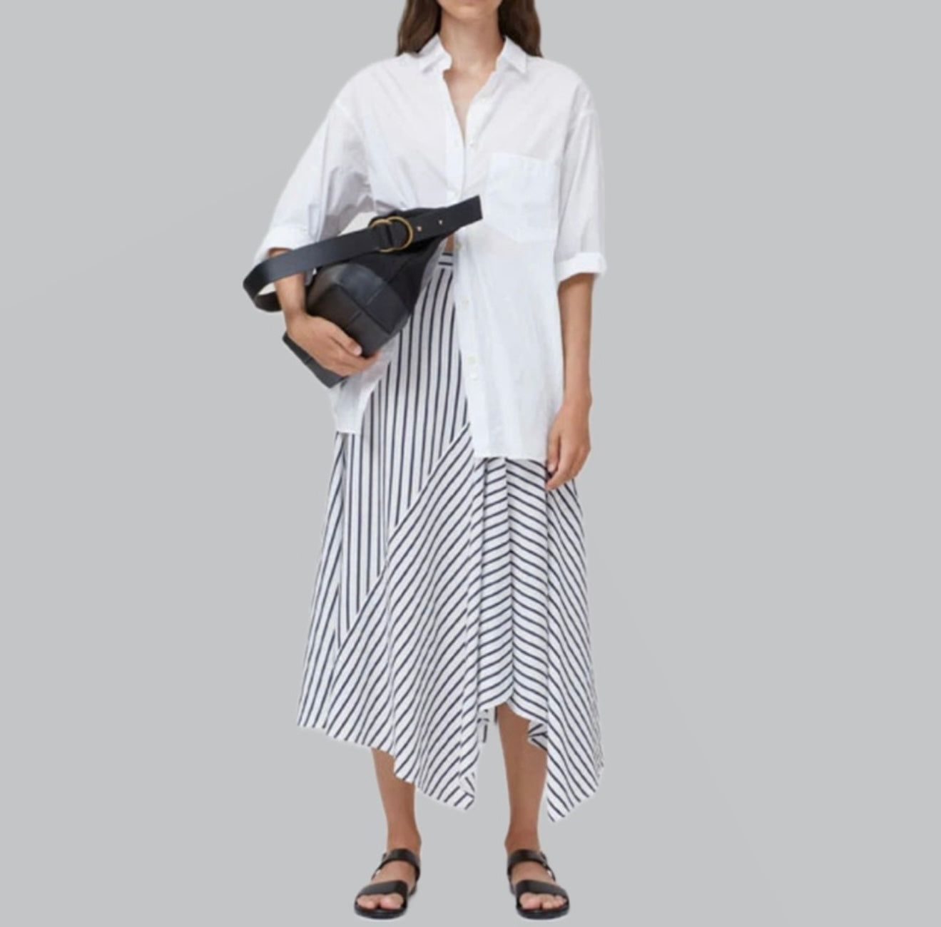 Closed Asymmetrical Striped Skirt
