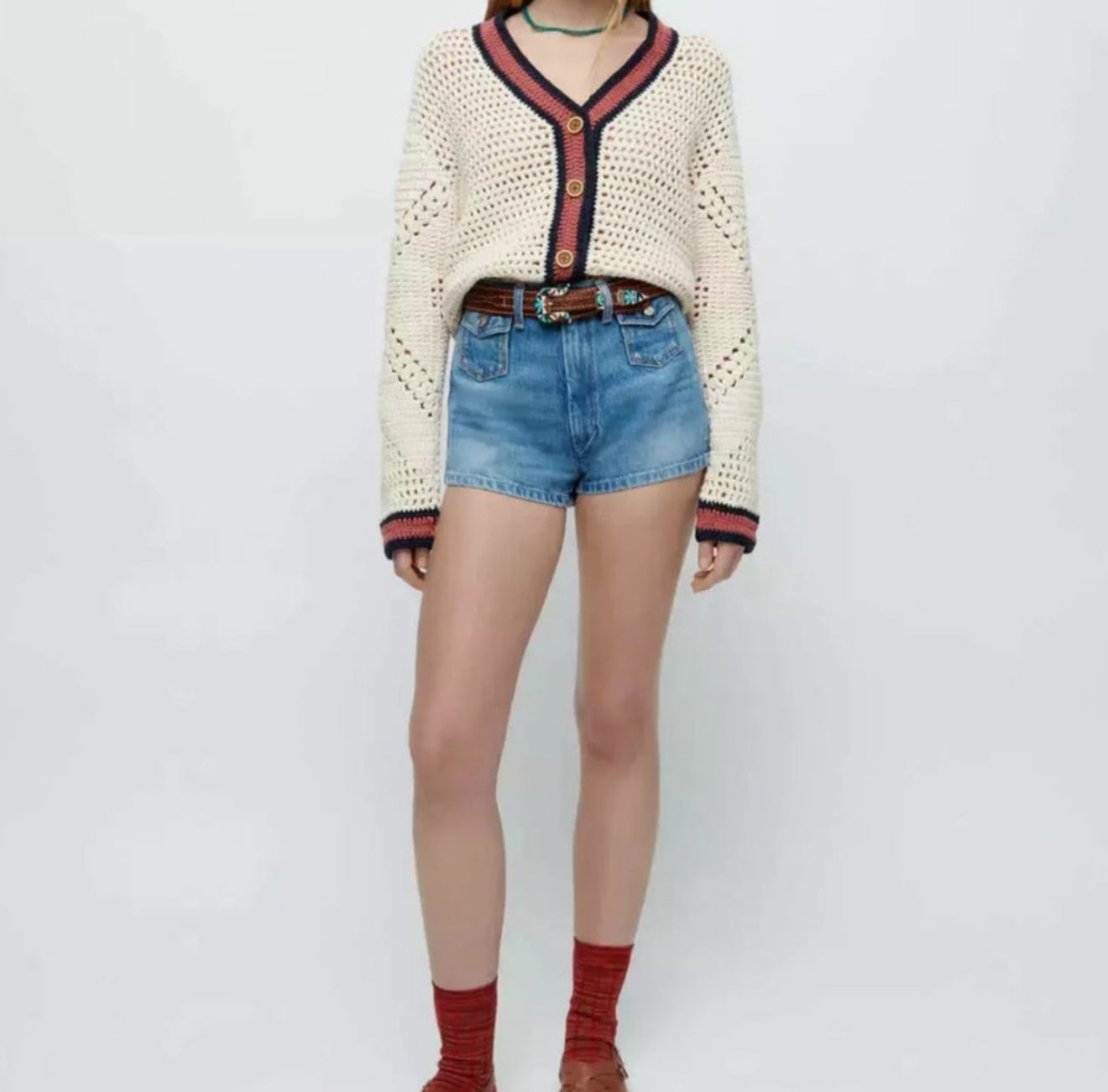 Re/Done 50s V-neck Cardigan - Linen Multi