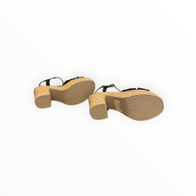Gaimo Coque Jute Sandals With Tubular Leather Heel - Black
