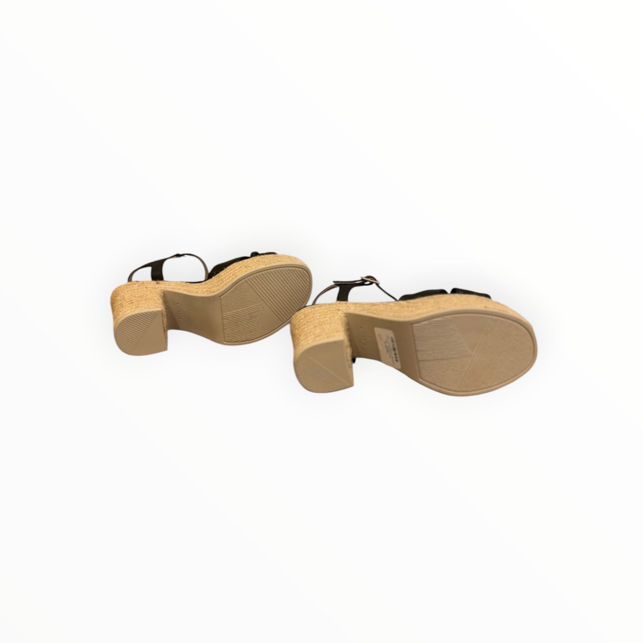 Gaimo Coque Jute Sandals With Tubular Leather Heel - Black