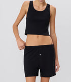 ÉTERNE Cropped Scoop Neck Tank - Black