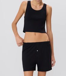 ÉTERNE Cropped Scoop Neck Tank - Black