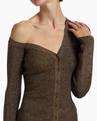 STAUD Craftsman One Shoulder Metallic Cardigan