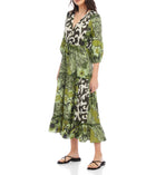 Fifteen Twenty Nicki Tiered Ruffle Hem Dress - Rainforest Print