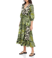 Fifteen Twenty Nicki Tiered Ruffle Hem Dress - Rainforest Print