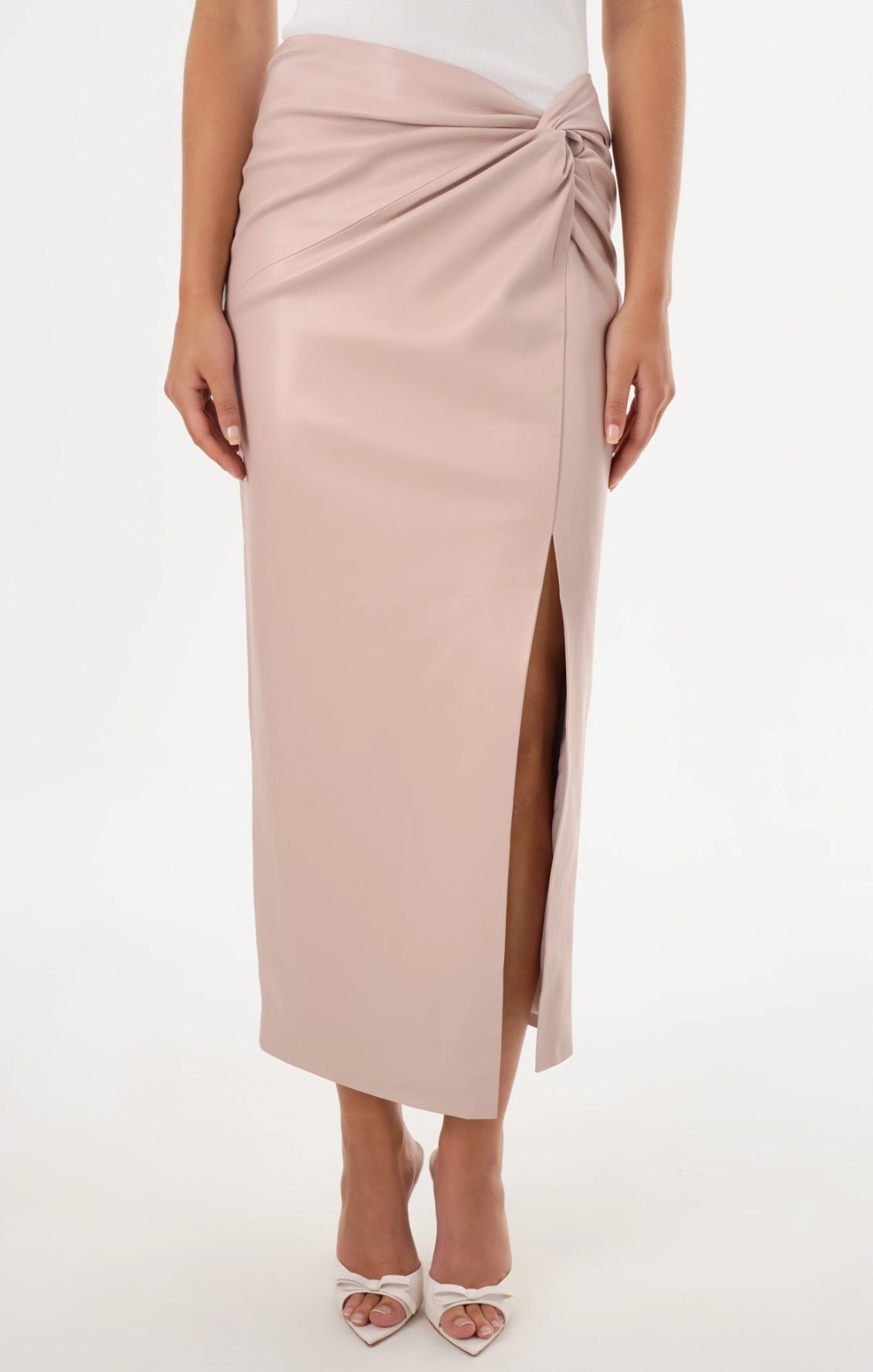 Lamarque Eileen Faux Leather Maxi Skirt - Rose