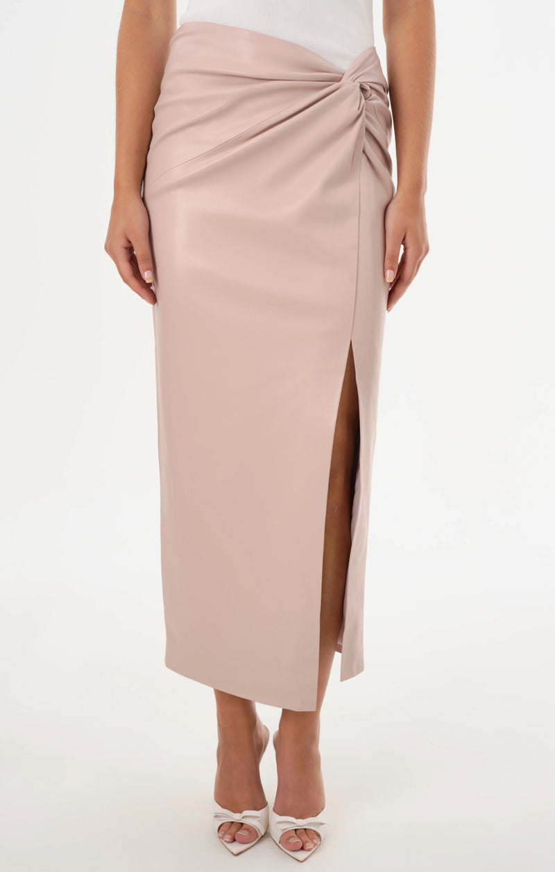 Lamarque Eileen Faux Leather Maxi Skirt - Rose