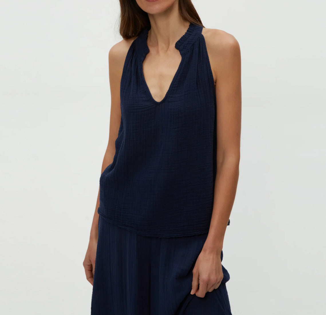 Michael Stars Viola Gauze Tank - Nocturnal