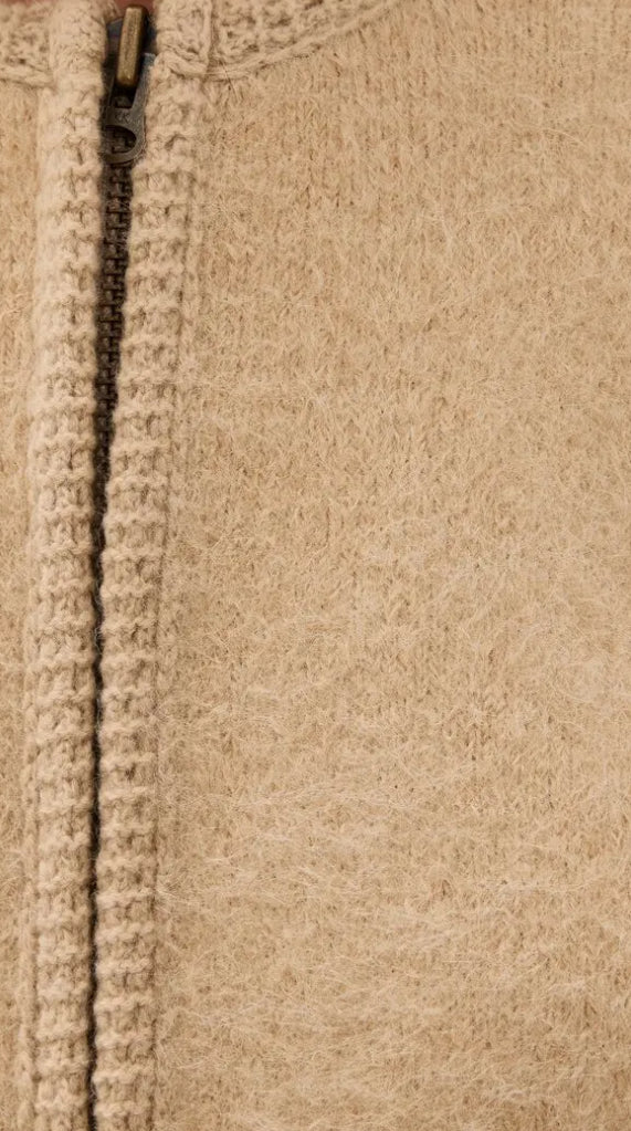 Frame Lofty Crochet Cardigan - Wheat