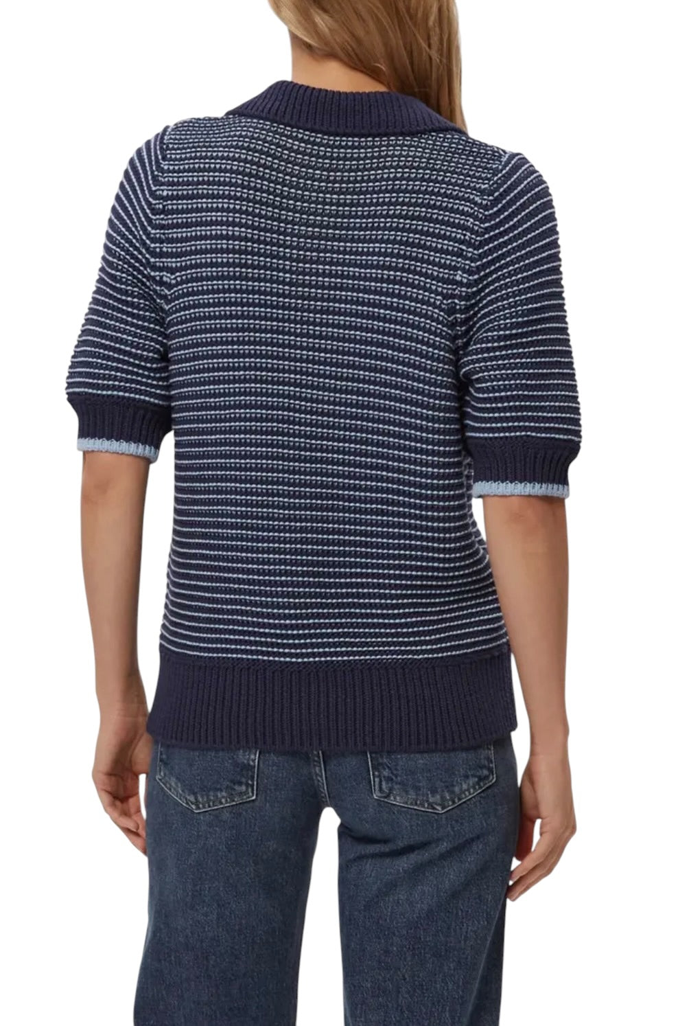 Marley Puff Sleeve Cotton Blend Sweater - Nocturnal/Breeze