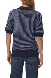 Marley Puff Sleeve Cotton Blend Sweater - Nocturnal/Breeze