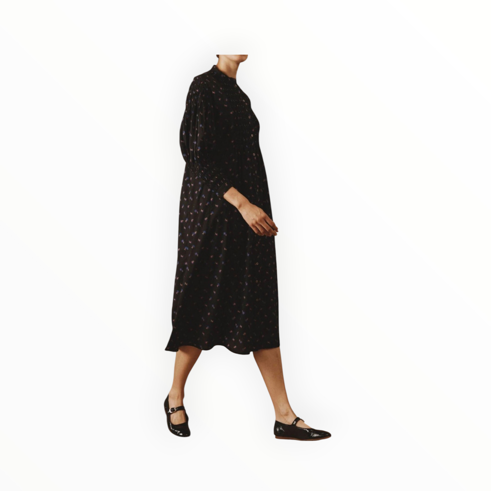 Thierry Colson Carnation Print Yvana Dress – Black
