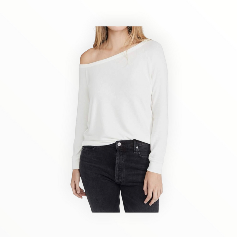 Enza Costa Peached Jersey Easy Off Shoulder Top - Off White