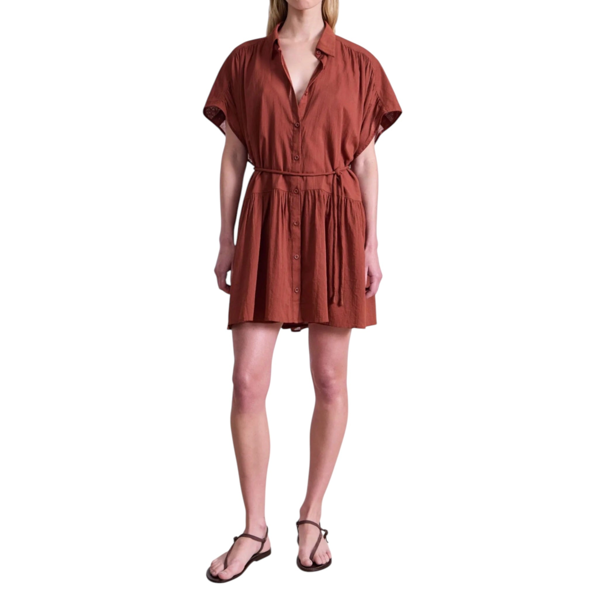 Apiece Apart Agnezca Mini Dress - Smoked Paprika