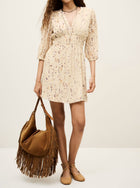 ba&sh Kanissa Short Printed Dress - Beige