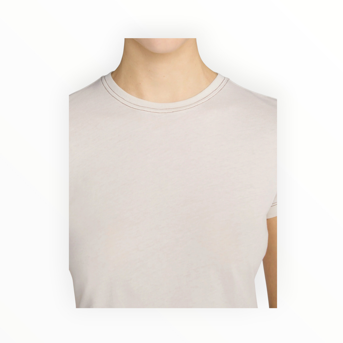 Frame The Contrast Stitch Baby Tee - Bone