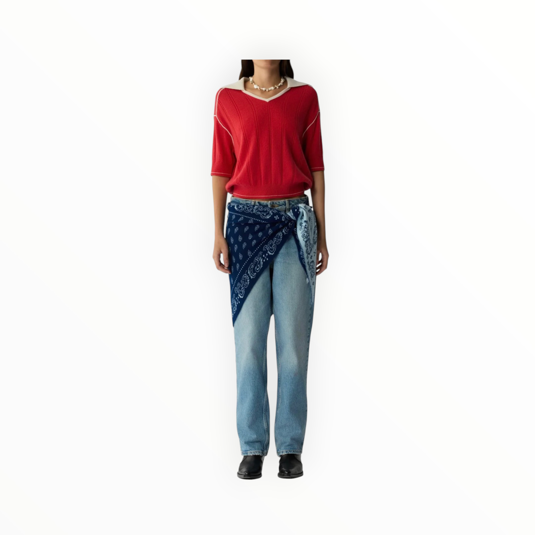 Guest In Residence Pele Polo - Scarlet/Cream