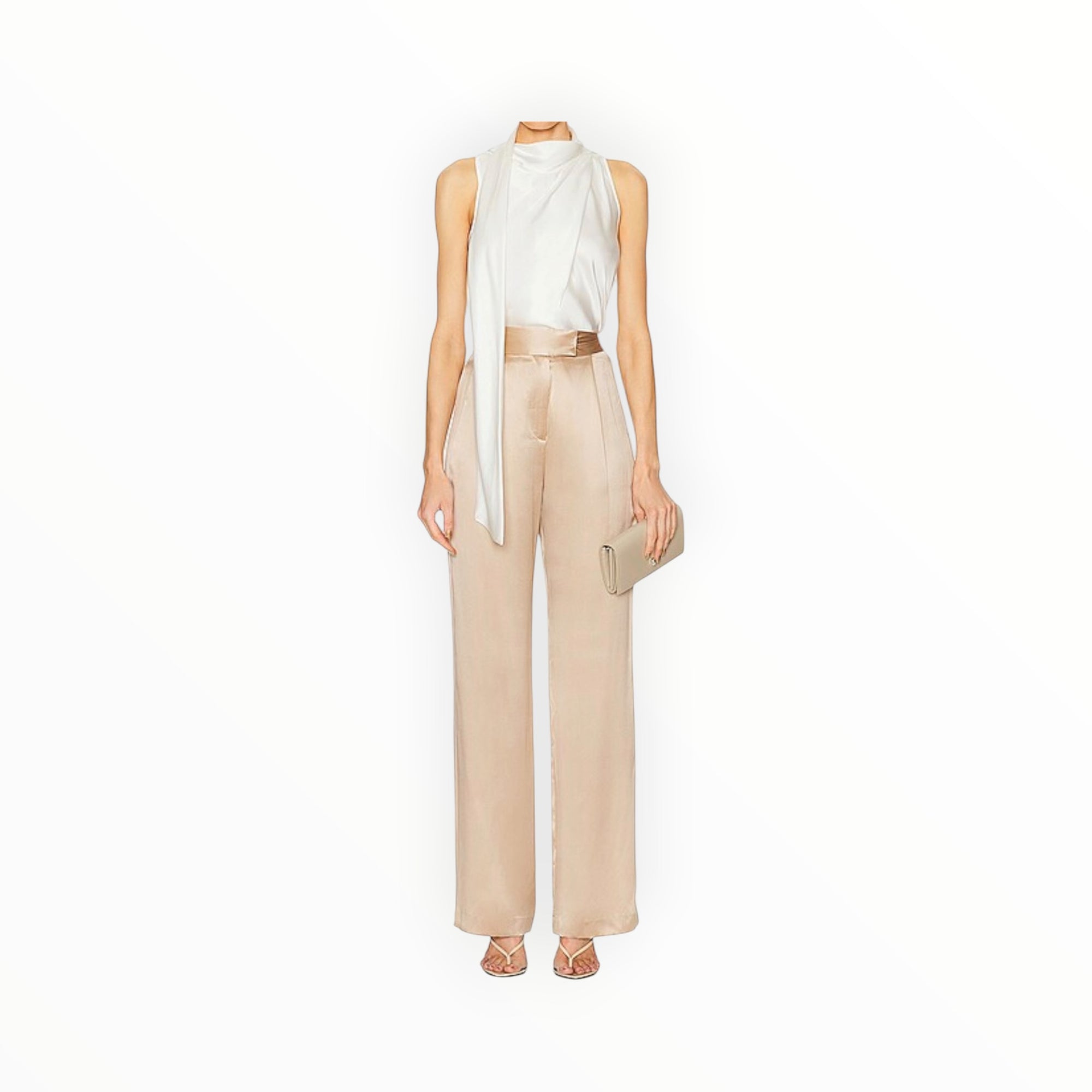 SIMKHAI McKinnon Tie Neck Top - Ivory