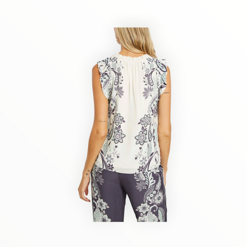 Caballero Alani Top - Protea Paisley Ivory