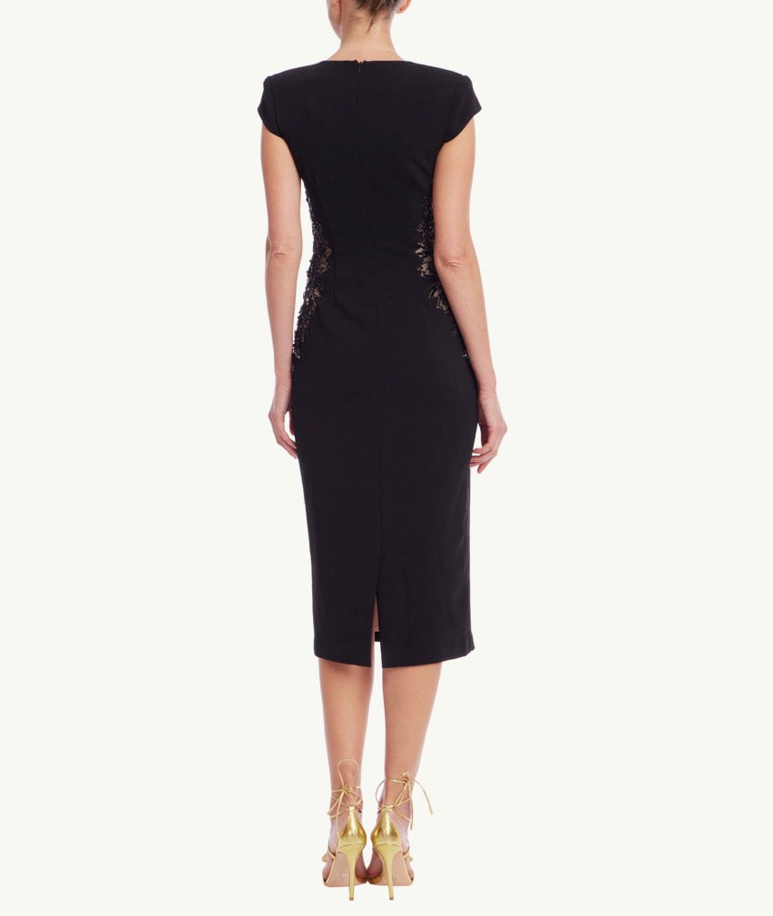 Badgley Mischka Beaded Lace Sheath Dress - Black