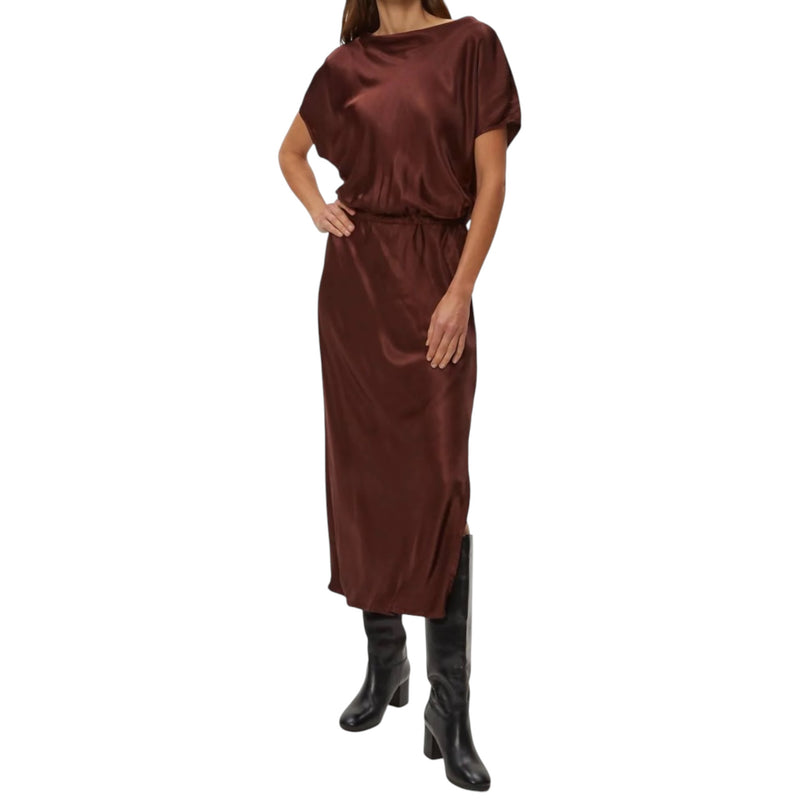 Michael Stars Karter Satin Midi Dress - Espresso