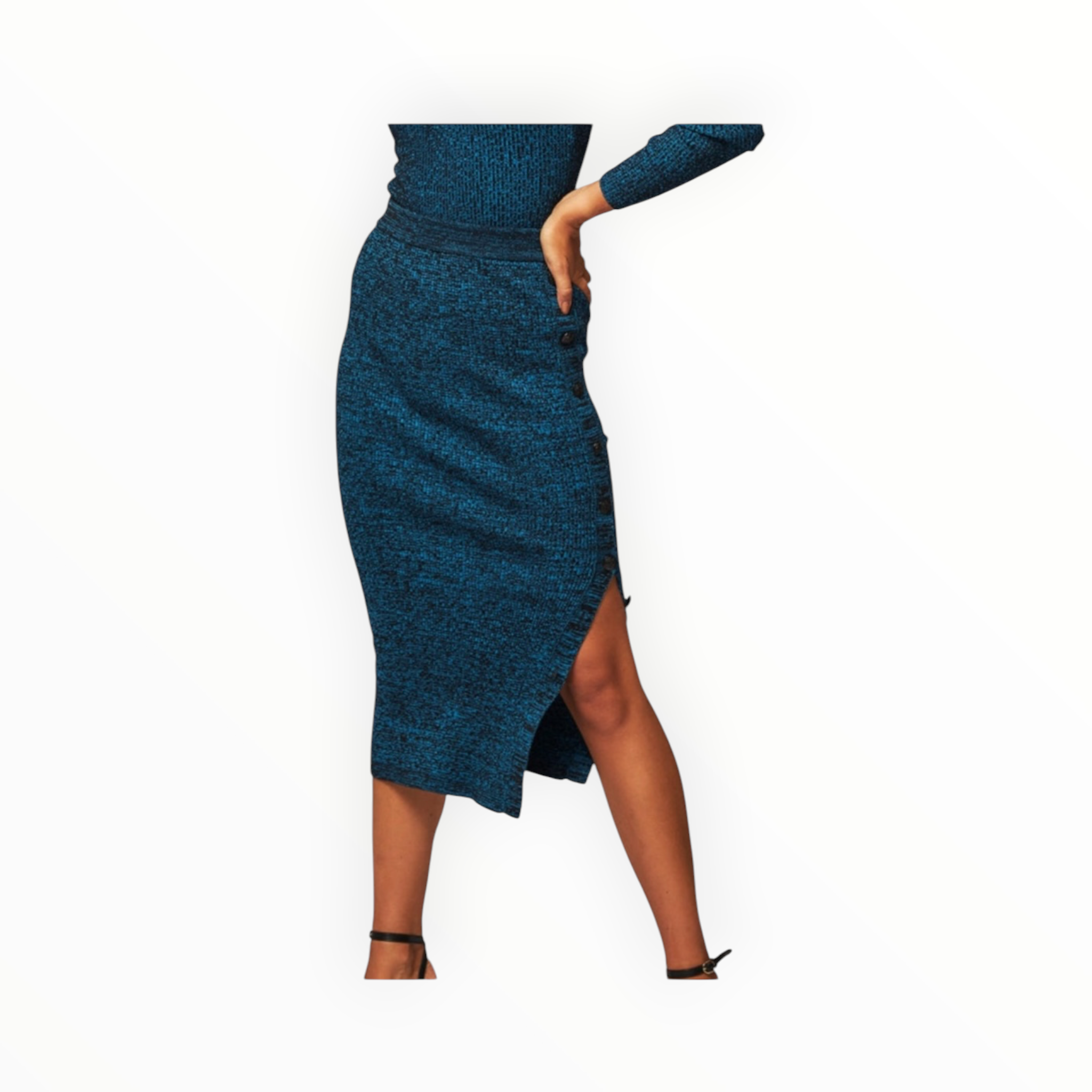 Essentiel Antwerp Clear Viscose Rib Knitted Melange Skirt