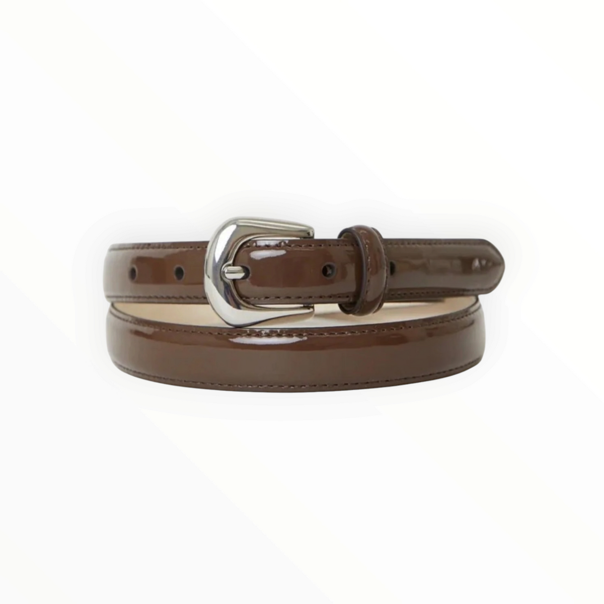 B-Low The Belt Kennedy Mini Patent Leather Belt - Chocolate/Silver