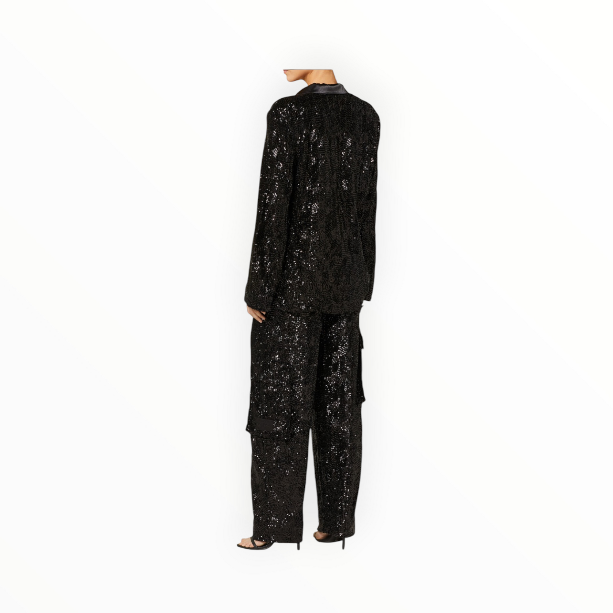 Rotate Birger Christensen Sequined Oversized Single-Breasted Blazer - Black