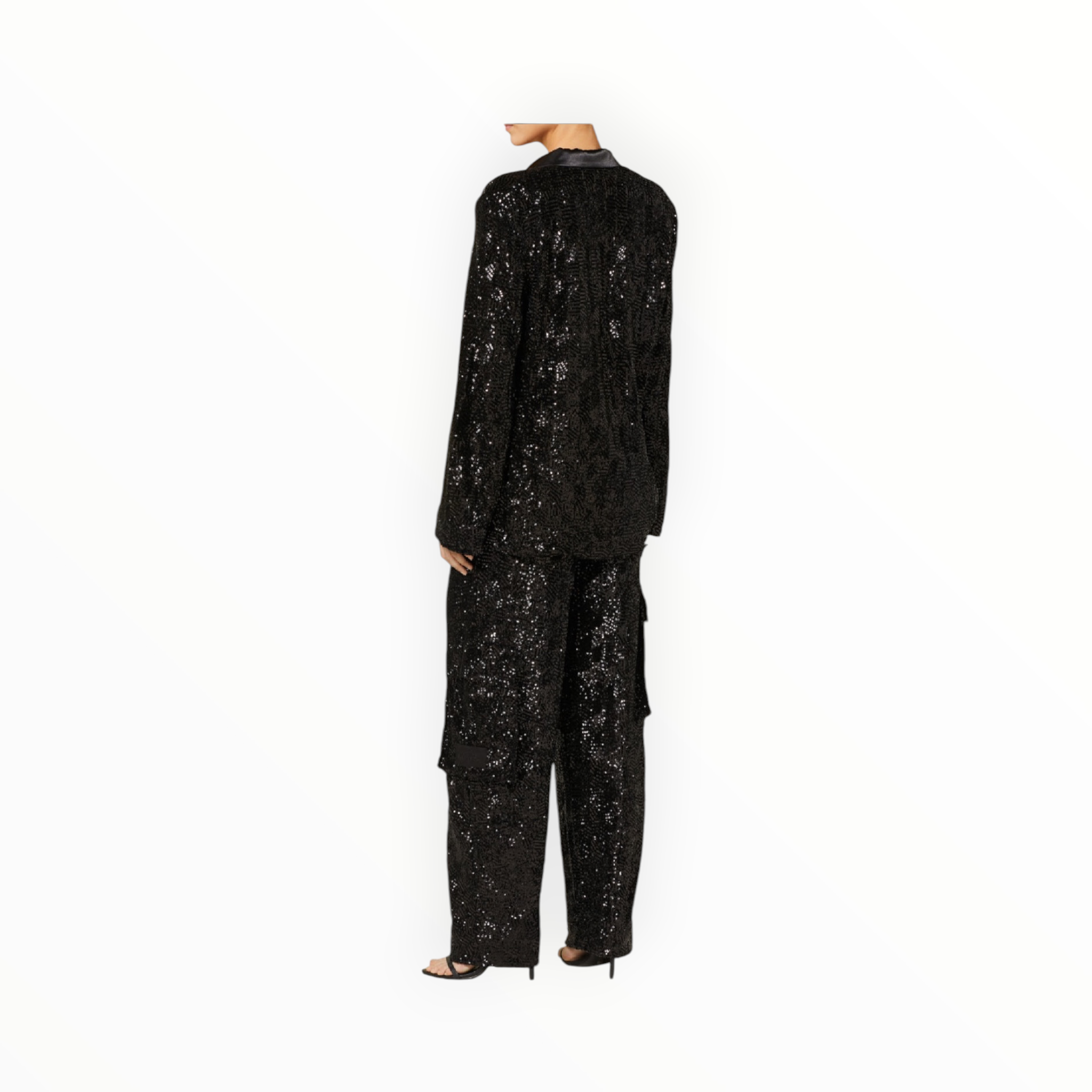 Rotate Birger Christensen Sequined Oversized Single-Breasted Blazer - Black