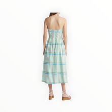Du Paradis Marseille Stripe Strapless Fit & Flare Sundress - Ocean Green Stripe