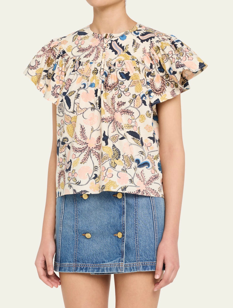 Ulla Johnson Perline Flutter Sleeve Blouse - Magnolia