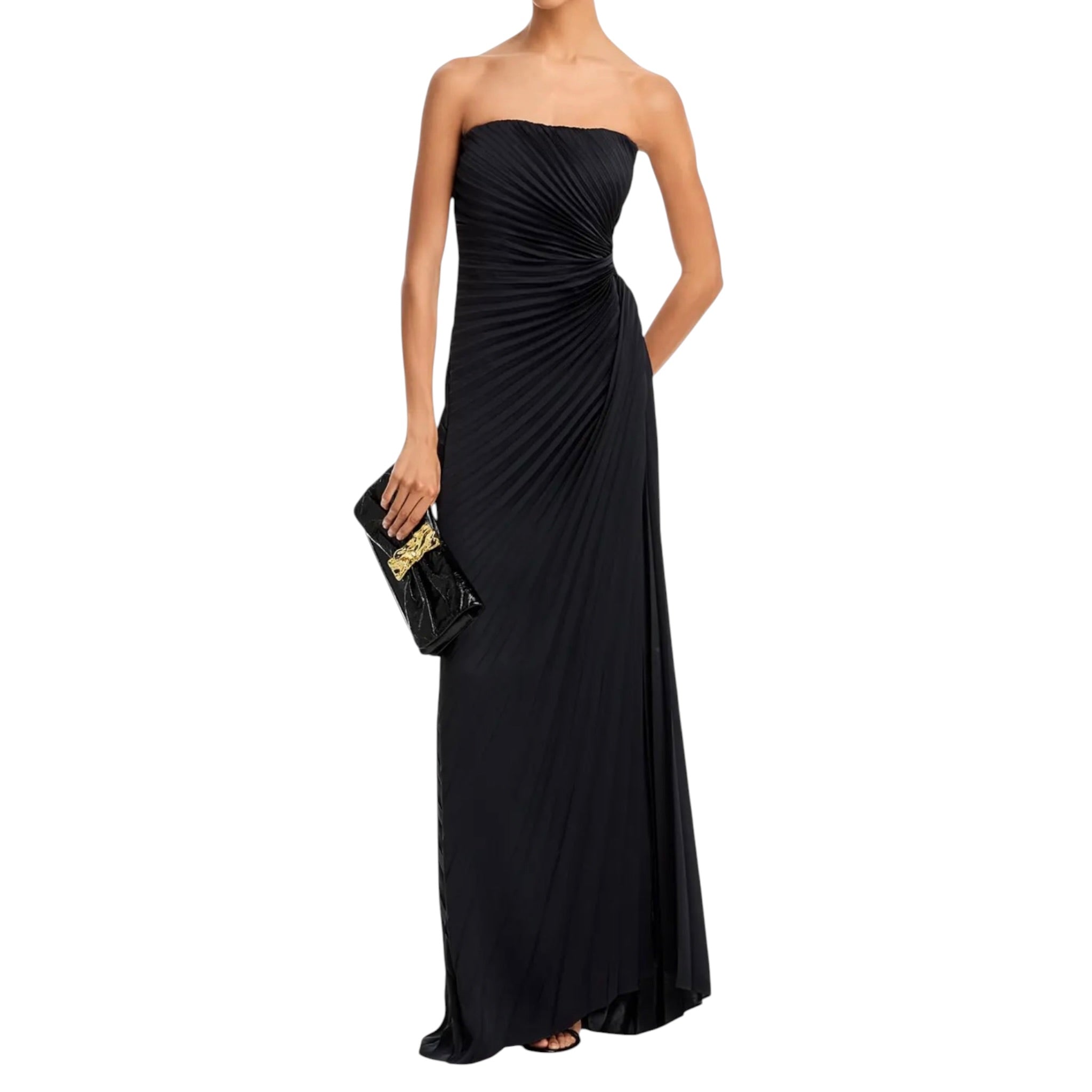 A.L.C. Layla Strapless Pleated Gown - Black