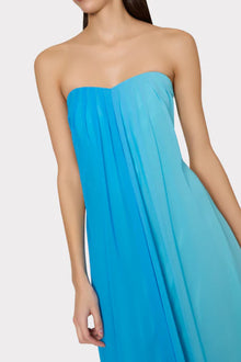 MILLY Sunset Stripe Strapless Dress - Blue Multi