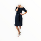 Lola & Sophie Shadow Stripe Midi Dress - Night Watch
