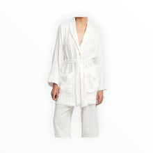Raquel Allegra Cotton Gauze Medley Robe - Cream