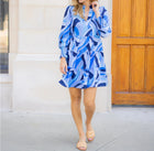 Sail to Sable Swirl Print Long Sleeve Tunic Flare Dress