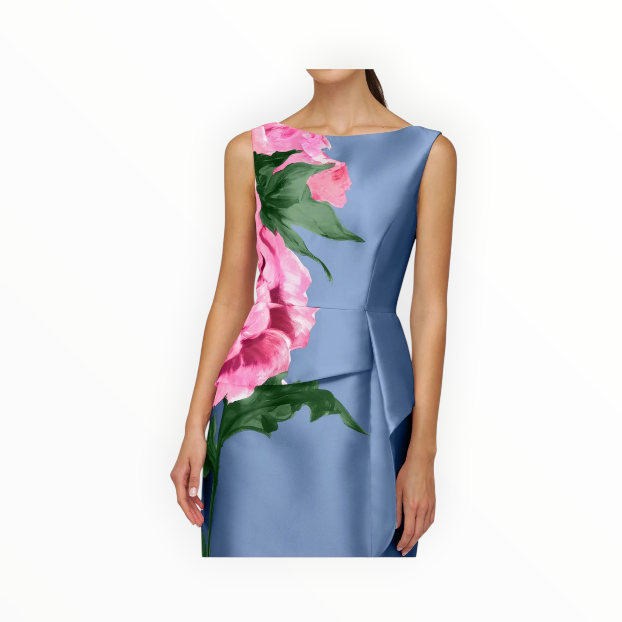 Kay Unger Luciana Column Gown - Pearl Blue Multi