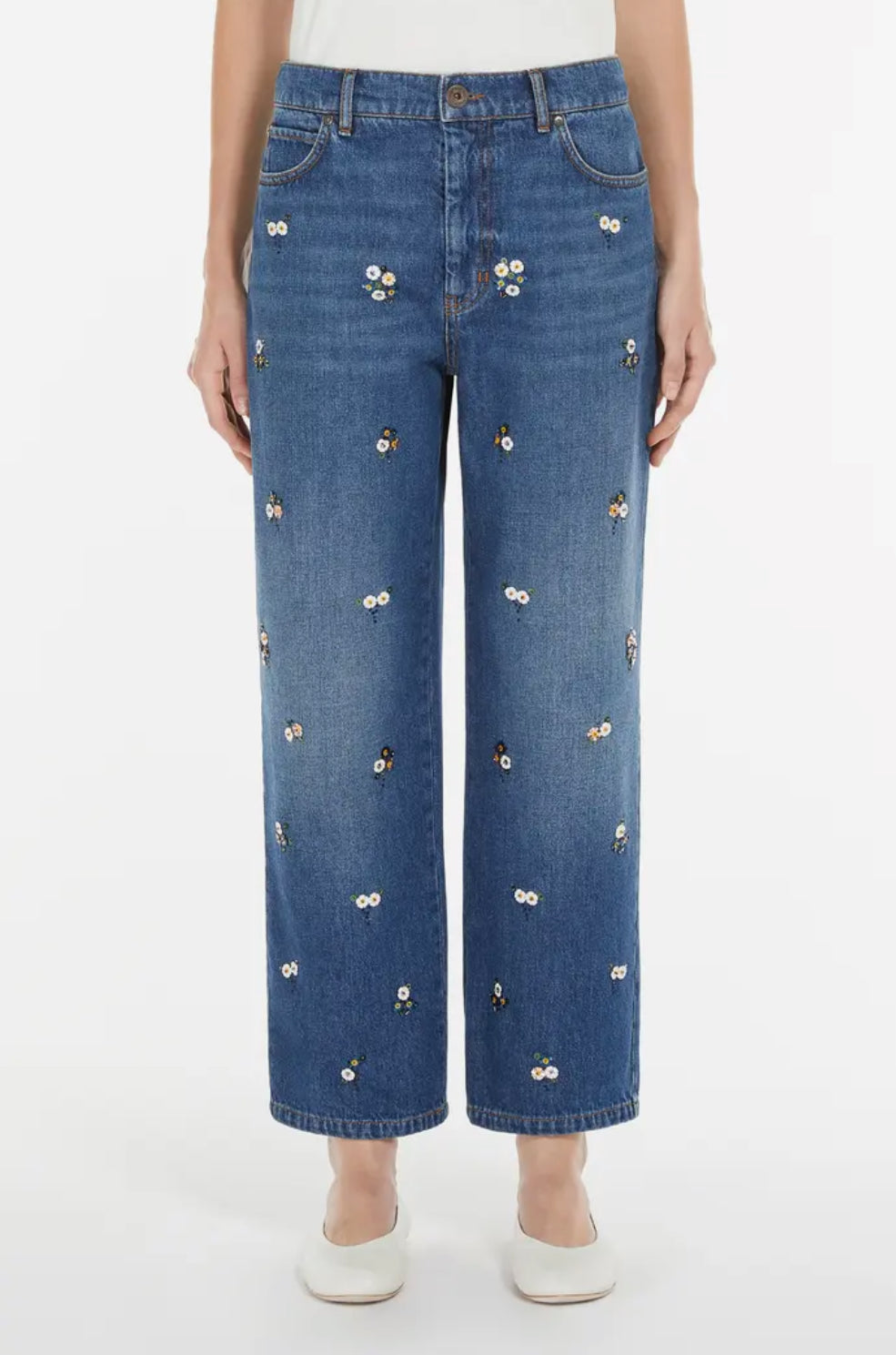 Weekend Max Mara Manetta Floral Detail Jeans - Navy