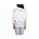 Jessie Liu Cotton Shirt with 3-D Applique Lace Back - White