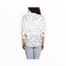 Jessie Liu Cotton Shirt with 3-D Applique Lace Back - White