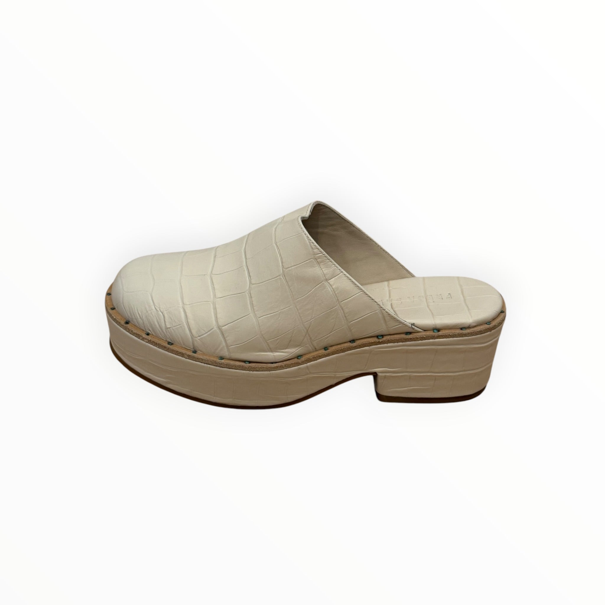 Frēda Salvador Suvi Clog - Beige Embossed Croc
