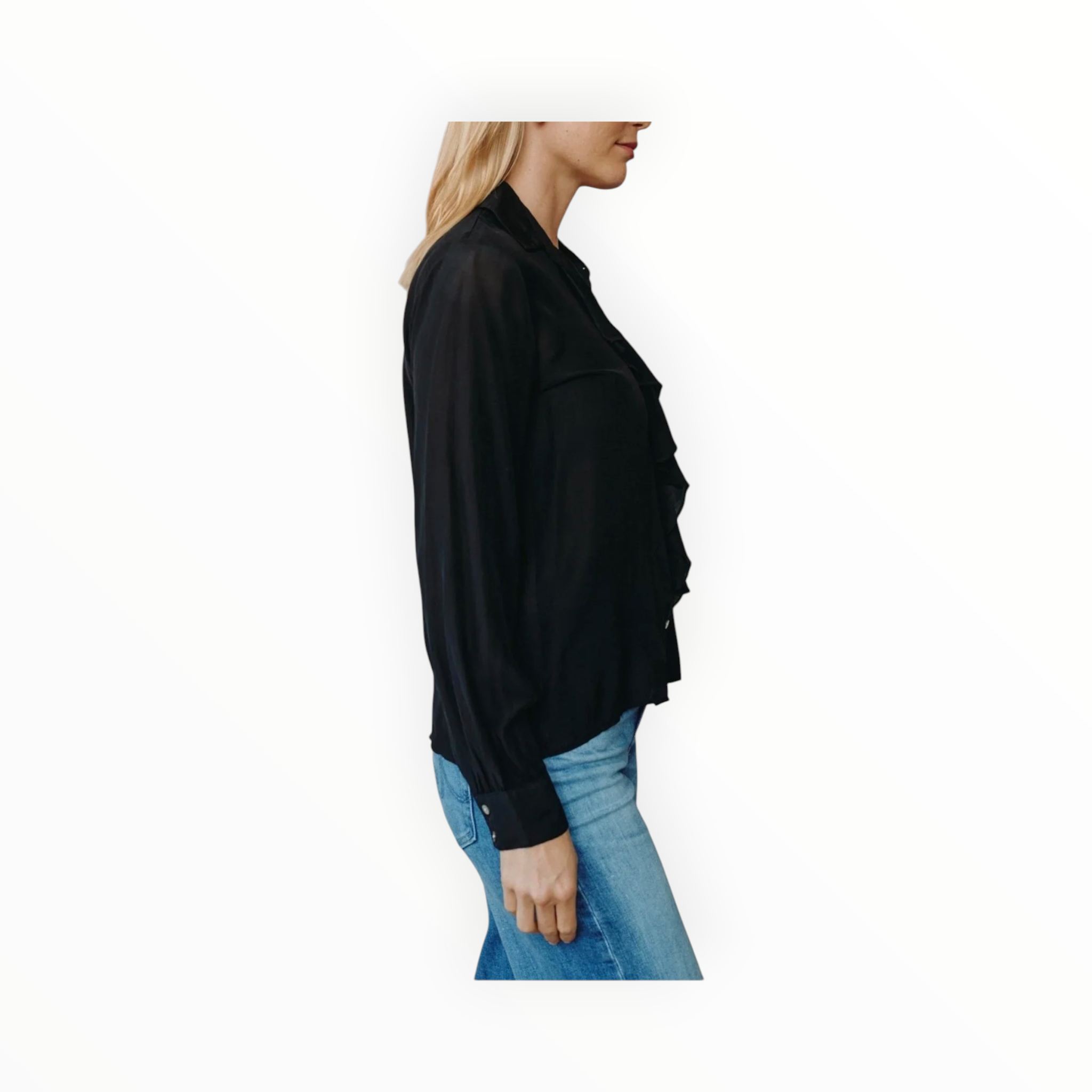Bella Dahl Ruffle Front Shirt - Black