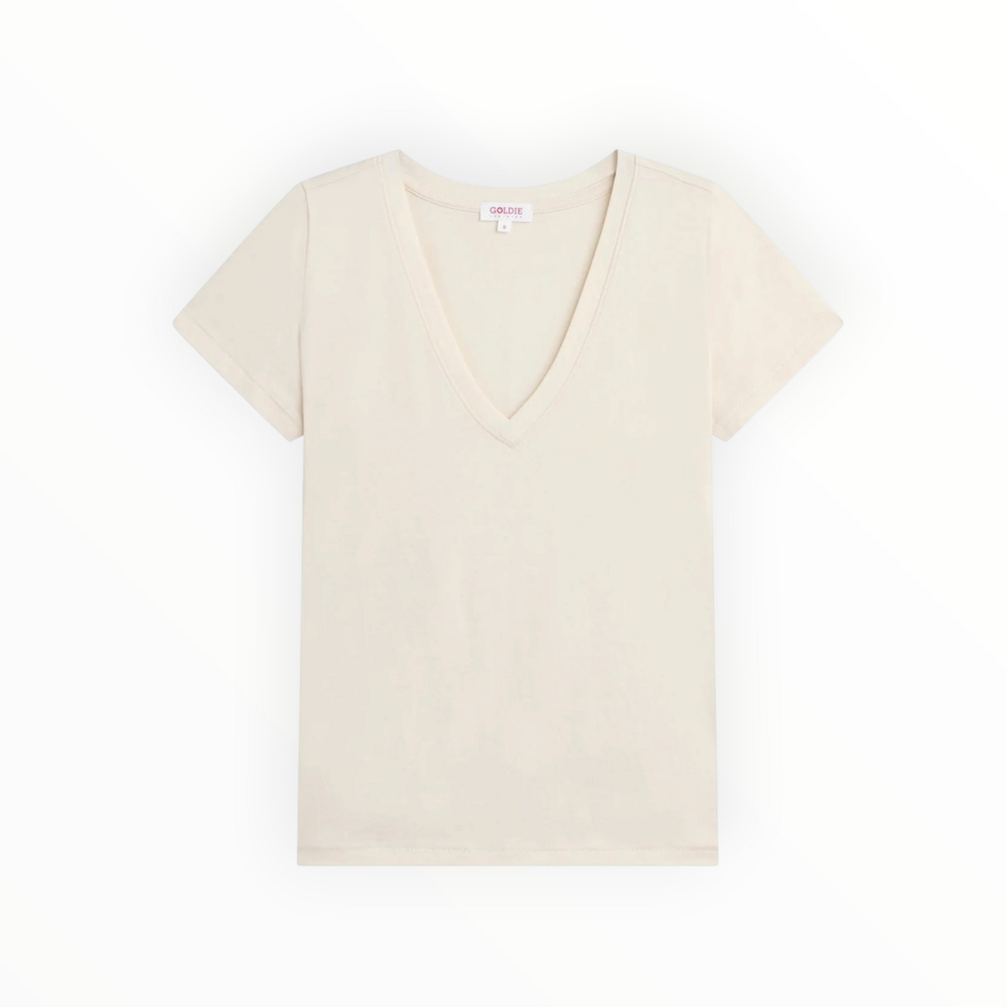 Goldie LeWinter Cleo V Neck Tee - White Sand