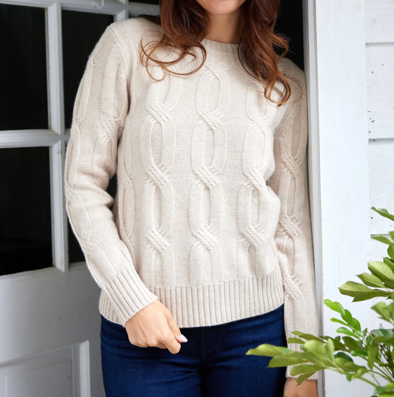 Sail To Sable Cable Knit Crew Neck Sweater - Camel