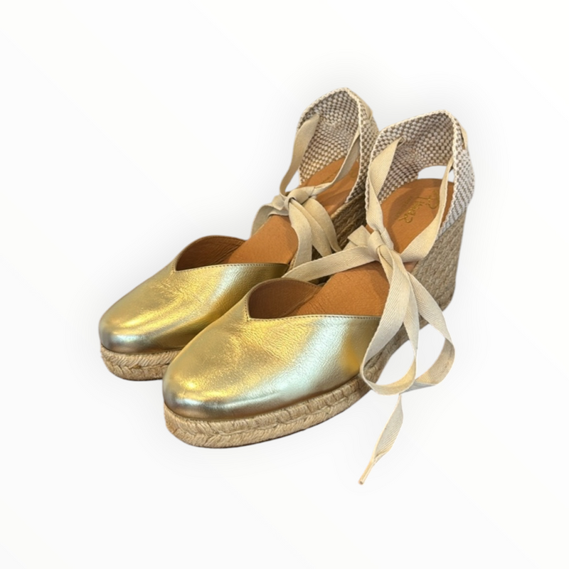 Pinaz Tie Up Wedge Espadrille - Platinum