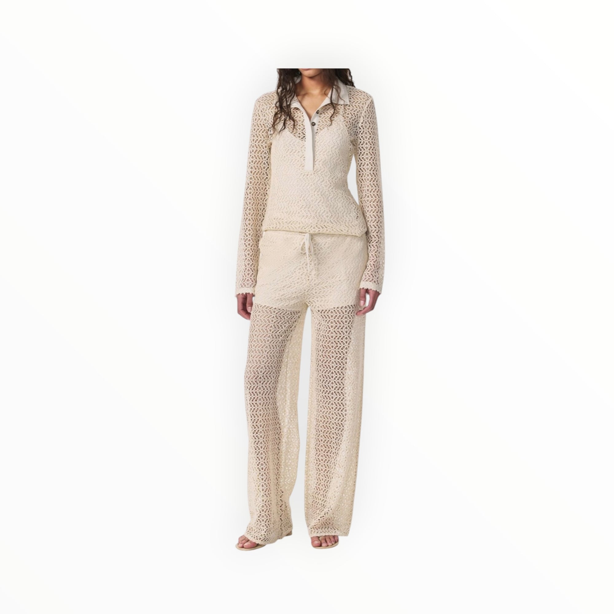 rag & bone Liv Mesh LS Polo - Turtle Dove