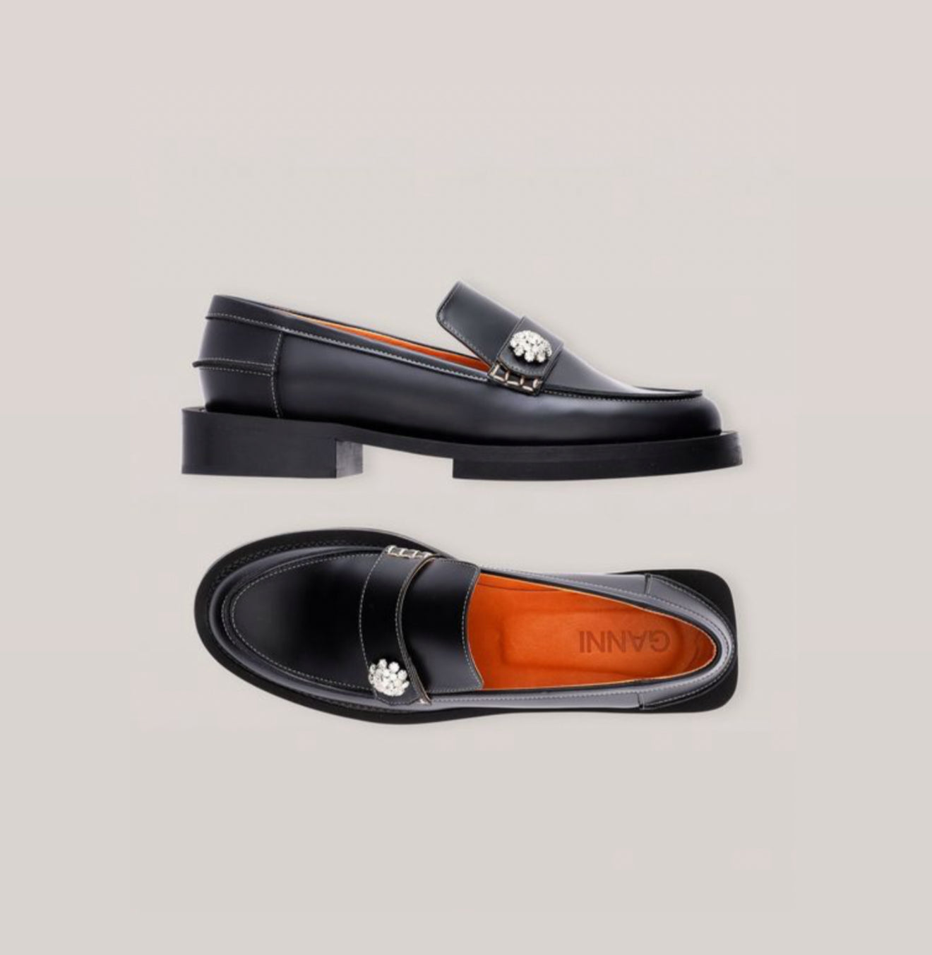 GANNI Jewel Moccasins - Black