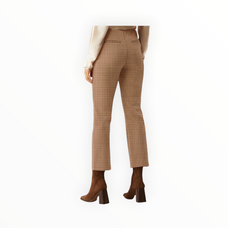 ecru Prince Cropped Flare Leg - Autumn Check