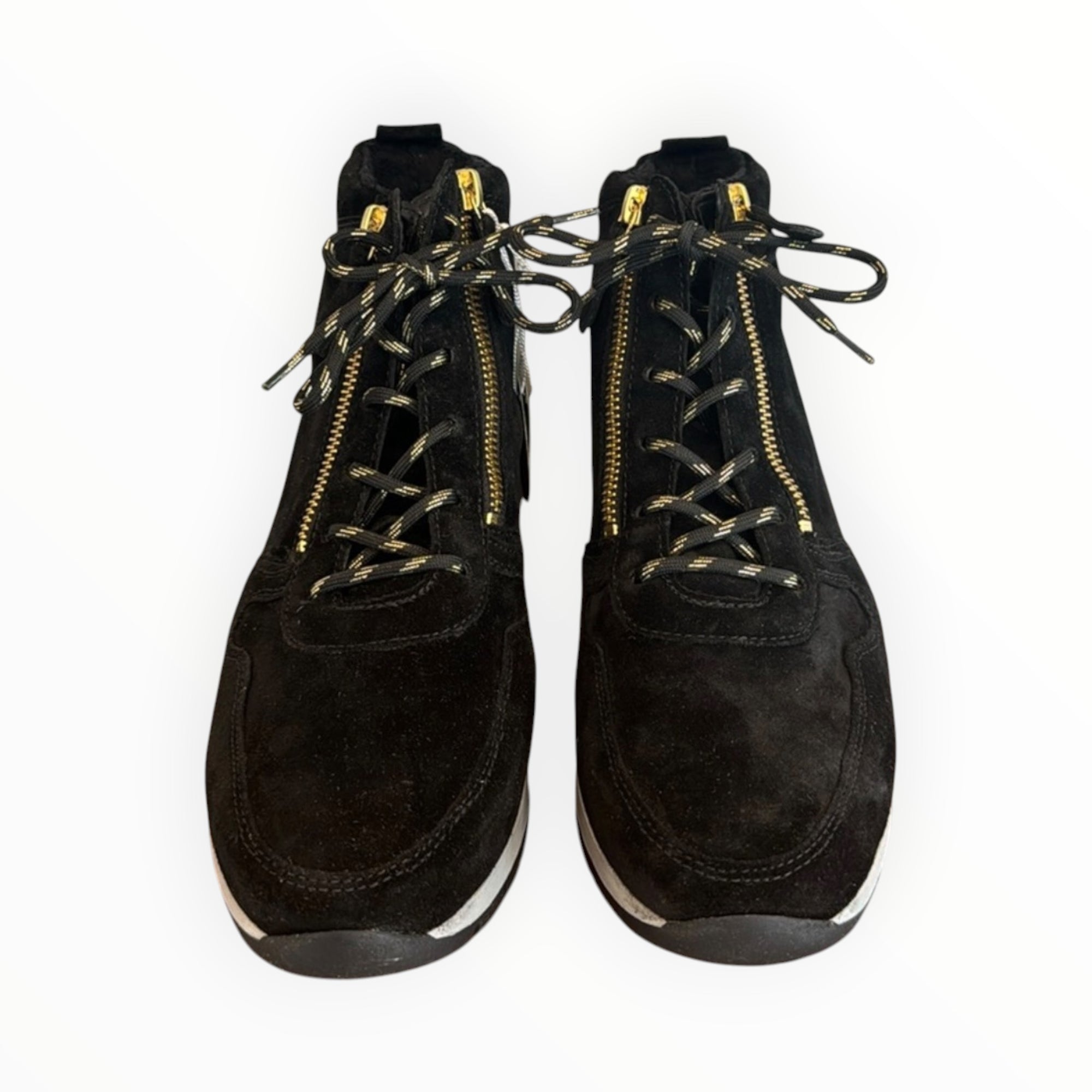 Gabor Zip Up + Lace Up Suede Bootie - Black