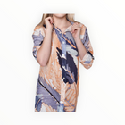 Emily Phillips Peach/Blue Leaf Linen Girlfriend Midi Dress
